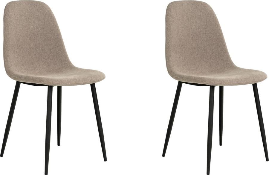 Lewis & Loft Eetkamerstoel Lilly – Eetkamerstoelen Met leuning Polyester Staal Lichtbruin Set van 2