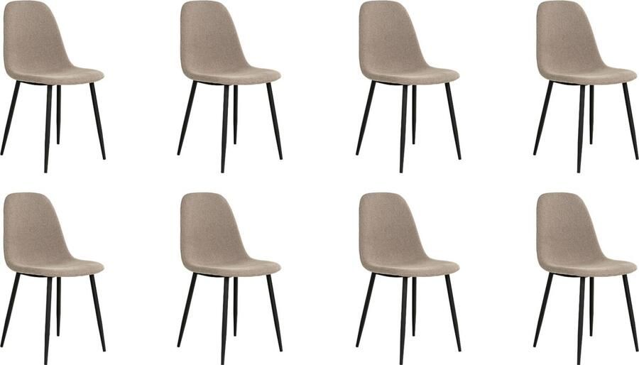Lewis & Loft Eetkamerstoel Lilly – Eetkamerstoelen Met leuning Polyester Staal Lichtbruin Set van 8