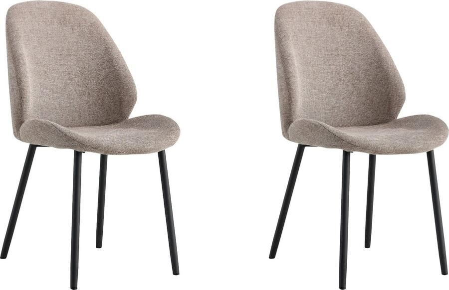 Lewis & Loft Eetkamerstoelen Lola Eetkamerstoel Grijze stoel Polyester Staal Grijs Set van 2