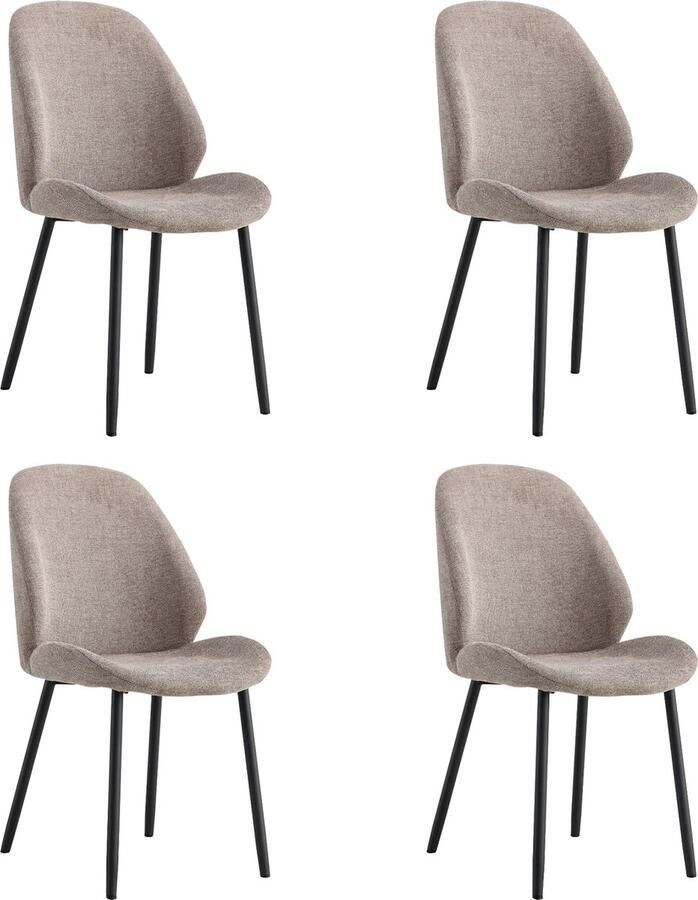 Lewis & Loft Eetkamerstoelen Lola Eetkamerstoel Grijze stoel Polyester Staal Grijs Set van 4