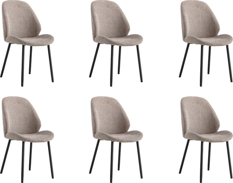 Lewis & Loft Eetkamerstoelen Lola Eetkamerstoel Grijze stoel Polyester Staal Grijs Set van 6