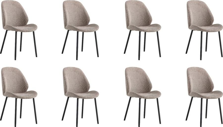 Lewis & Loft Eetkamerstoelen Lola Eetkamerstoel Grijze stoel Polyester Staal Grijs Set van 8