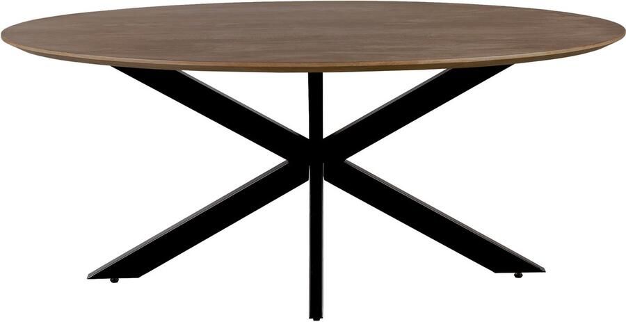 QUVIO Eettafel Sofia Ovaal 160x90 cm Stalen kruispoot Matrix poot FSC gecertificeerd mangohout Bruin - Foto 2