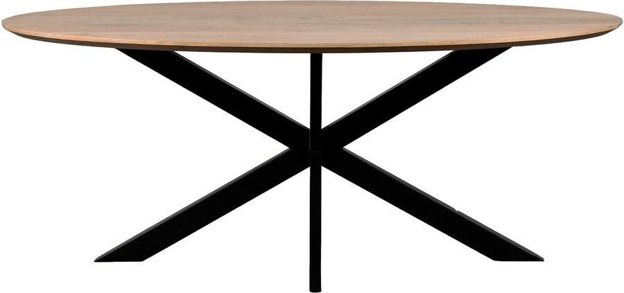 QUVIO Eettafel Sofia Ovaal 160x90 cm Stalen kruispoot Matrix poot FSC gecertificeerd mangohout Naturel - Foto 2