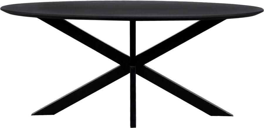 QUVIO Eettafel Sofia Ovaal 160x90 cm Stalen kruispoot Matrix poot FSC gecertificeerd mangohout Zwart - Foto 2