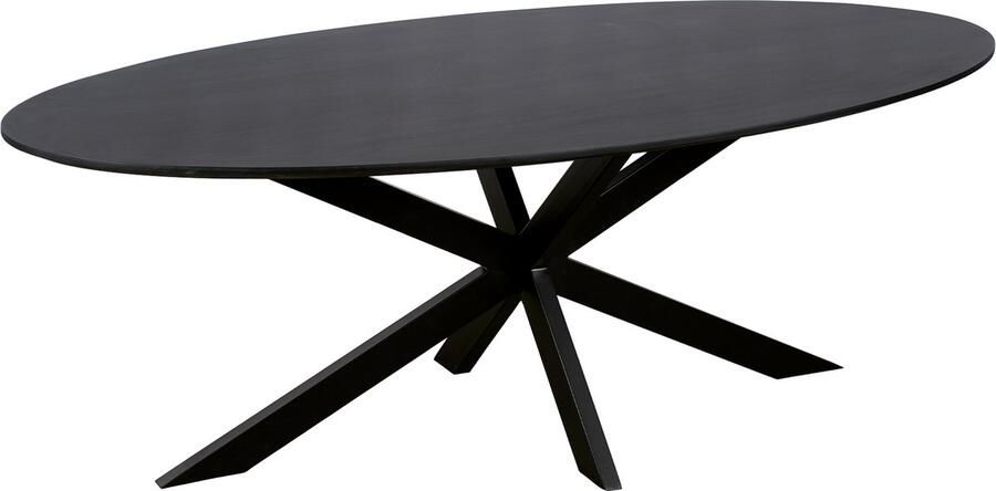 QUVIO Eettafel Sofia- Ovaal 220x100 cm Stalen kruispoot FSC -gecertificeerd mangohout Zwart