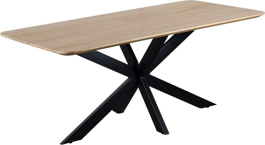 QUVIO Eettafel Sofia Rechthoekig Stalen kruispoot FSC -gecertificeerd mangohout 180x90 cm Naturel