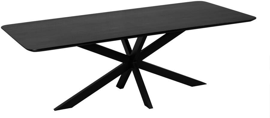 QUVIO Eettafel Sofia Rechthoekig Stalen kruispoot FSC -gecertificeerd mangohout 220x110 cm Zwart