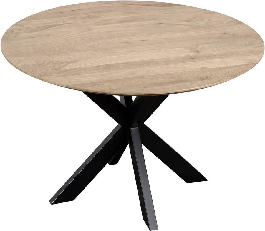 QUVIO Eettafel Sofia Rond Ø130 Stalen kruispoot FSC -gecertificeerd mangohout Naturel