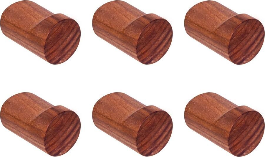 QUVIO Kledinghanger Ophanghaak Kleding haak Kapstok haakje Wandkapstok Kapstok haken Kapstokken Wandhaakje Haakje voor in de badkamer hal of keuken Hout Donkerbruin Set van 6