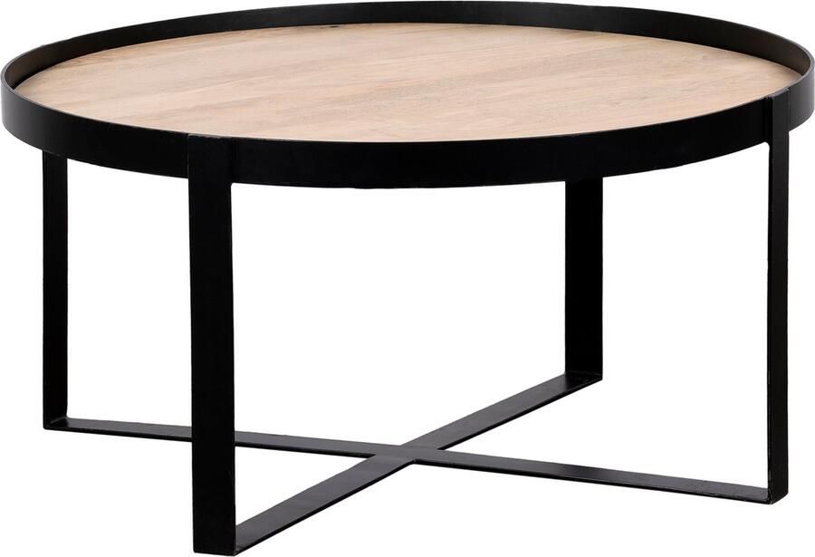 QUVIO Salontafel Anna – Rond – FSC -gecertificeerd mangohout – Zwart – Naturel