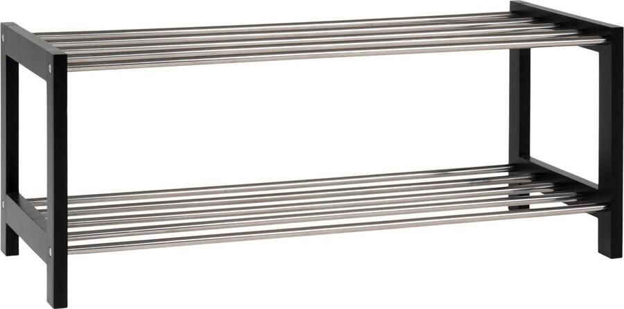 QUVIO Schoenenrek staal– Staal – 2 Planken Zwart