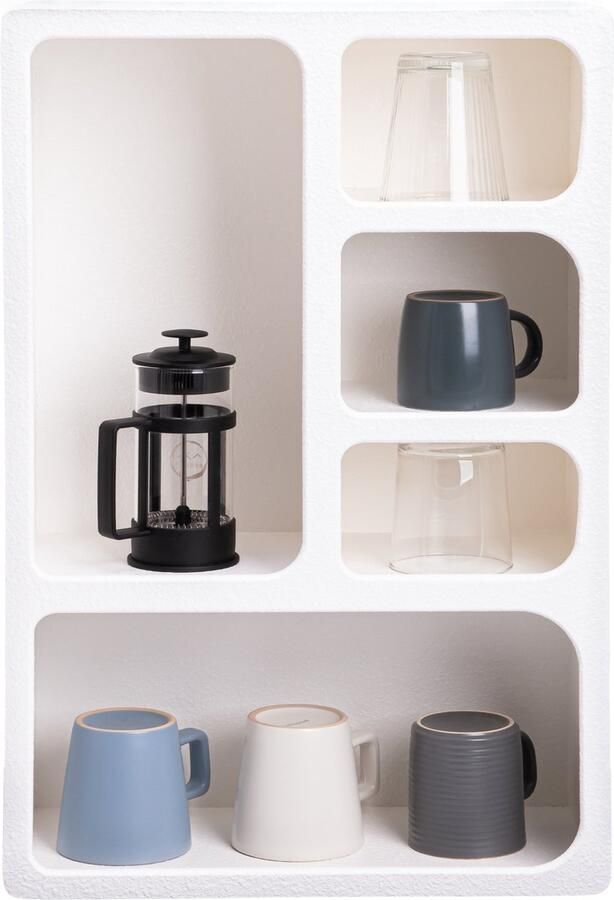 QUVIO Vakkenkast – Wandkastje – Vakkenkast wit – Wandkast wit – Vakkenkast hout – Witte vakkenkast – Witte wandkast – Wandkastje hout – Vakkenkast met 5 vakken – Wandkastje 5 vakken – 5 vakken – Hout Wit