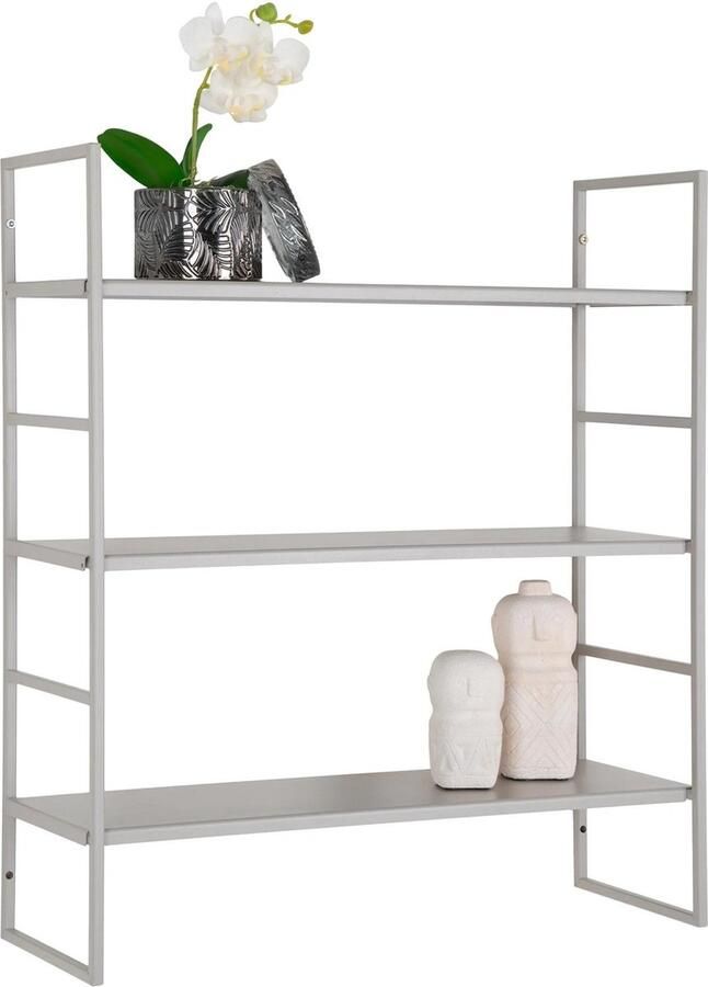 QUVIO Wandrek vierkant Olivia Stalen wandrekje 3 planken Staal Grijs