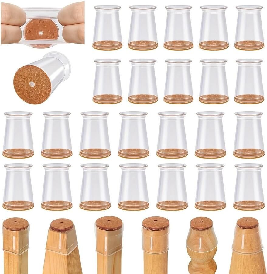 QX Trades Stoelpoot beschermer Set van 8 stuks- plastic rekbare hoes met bodem van vilt