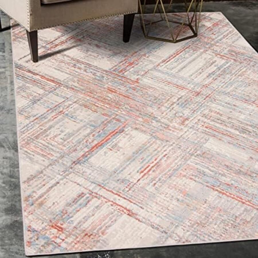 RALA Vloerkleed Vintage Tapijt Kortstondig Pooltje Tapijten Abstract Patroon Decoratie Tapijt Woonkamer Slaapkamer Eetkamer OEKO-TEX Carpet Grijs