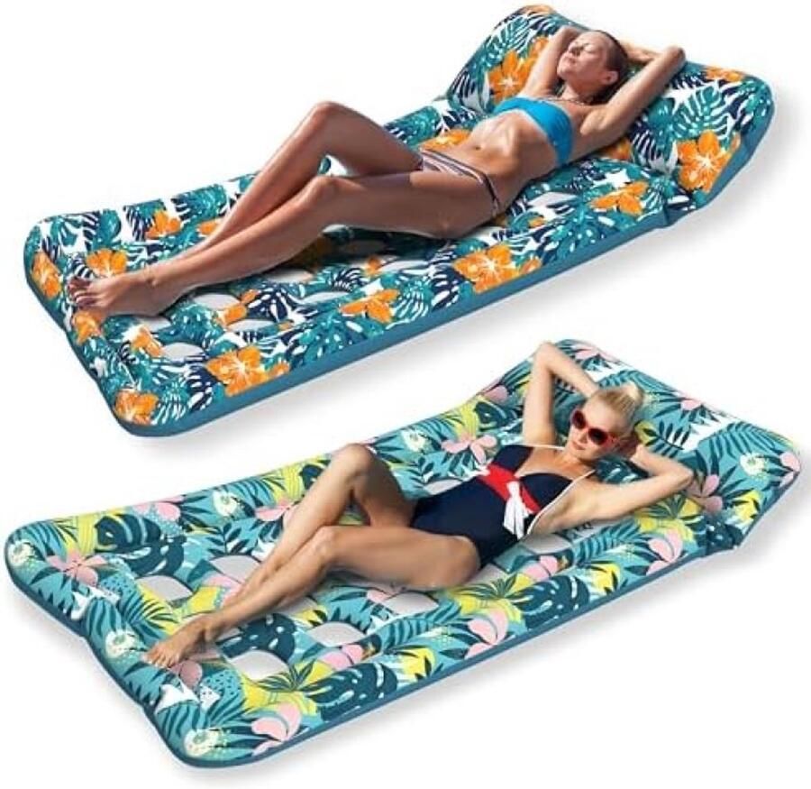 RALA Extra grote opblaasbare zwembad lounge set van 2 stuks 185 4 cm x 83 8 cm Blauw Luxe drijvende zonnebad voor volwassenen Ideaal voor zwembad zee strand en meer