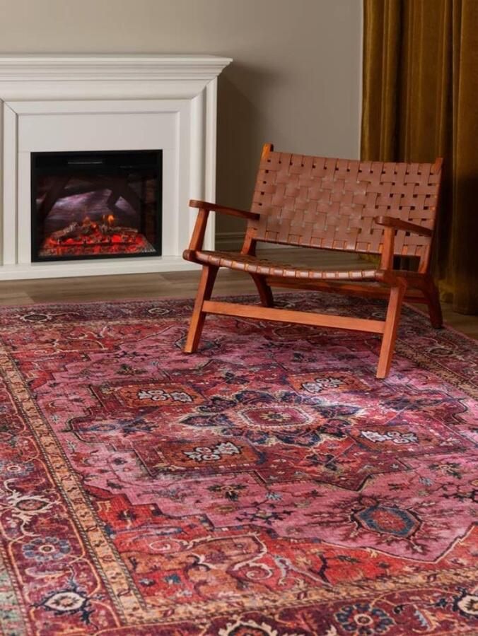 RALA Georgia Oriental Vloerkleed Rood Roze 200x300 cm Machinaal Geknoopt Chenille Rechthoekig