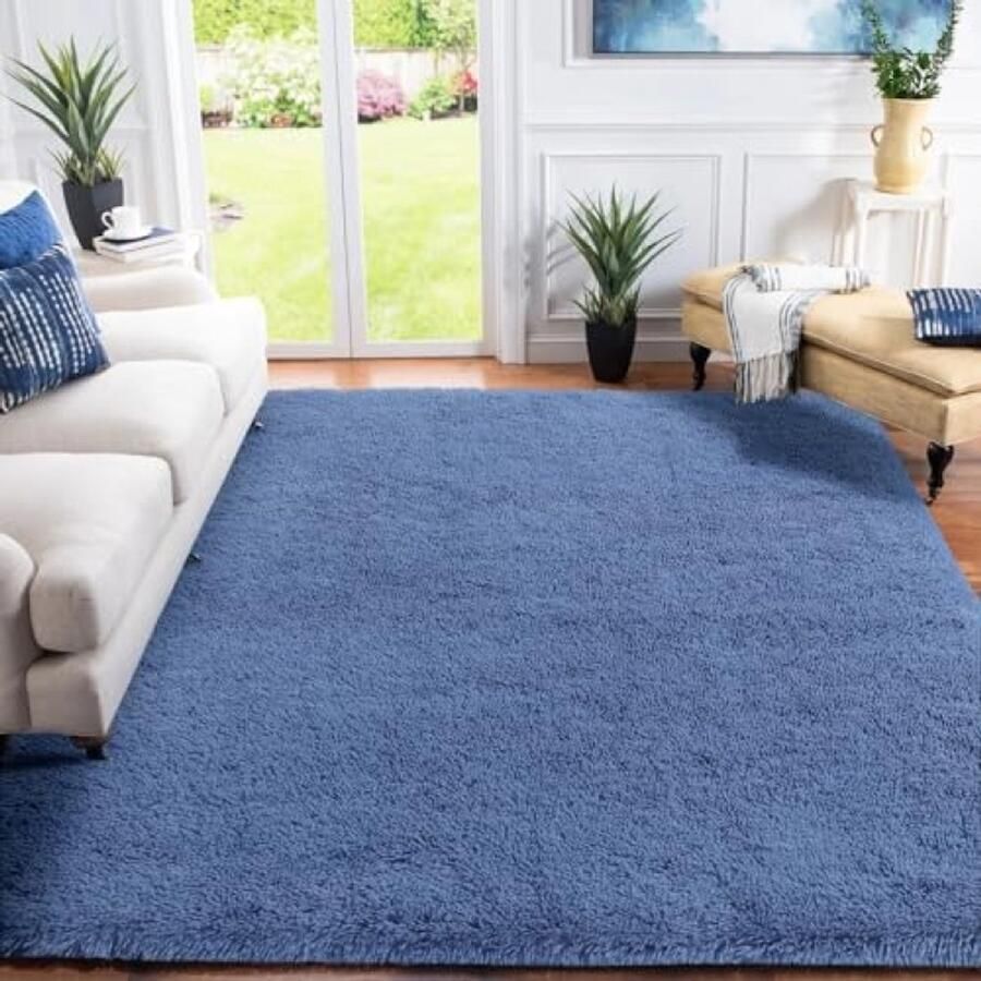 RALA Hoogpolig vloerkleed voor woonkamer en slaapkamer Extra zacht antislip onderkant Wasbaar 200 x 230 cm Moderne effen design