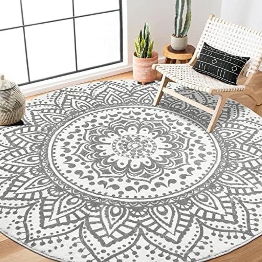 RALA Luxe rond vloerkleed antislip slaapkamer ultra zacht pluizig groot tapijt voor woonkamer wasbaar absorberend huis decoratief 160 cm diameter