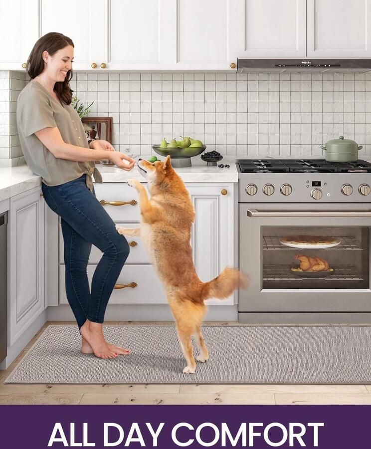 RALA Machinewasbaar Keukenmat keukentapijtenset antislip wasbaar lange keukenvloermat tapijtlopers set voor gangen eetkamer en entree 2 stuks 43 5 x 75 cm + 43 5 x 200 cm beige
