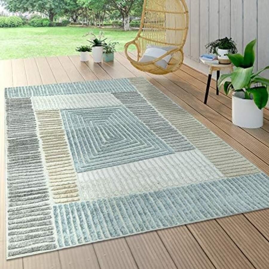 RALA Modern geometrisch vloerkleed voor binnen en buiten weerbestendig en onderhoudsvriendelijk afmeting 160x230 cm kleur beige