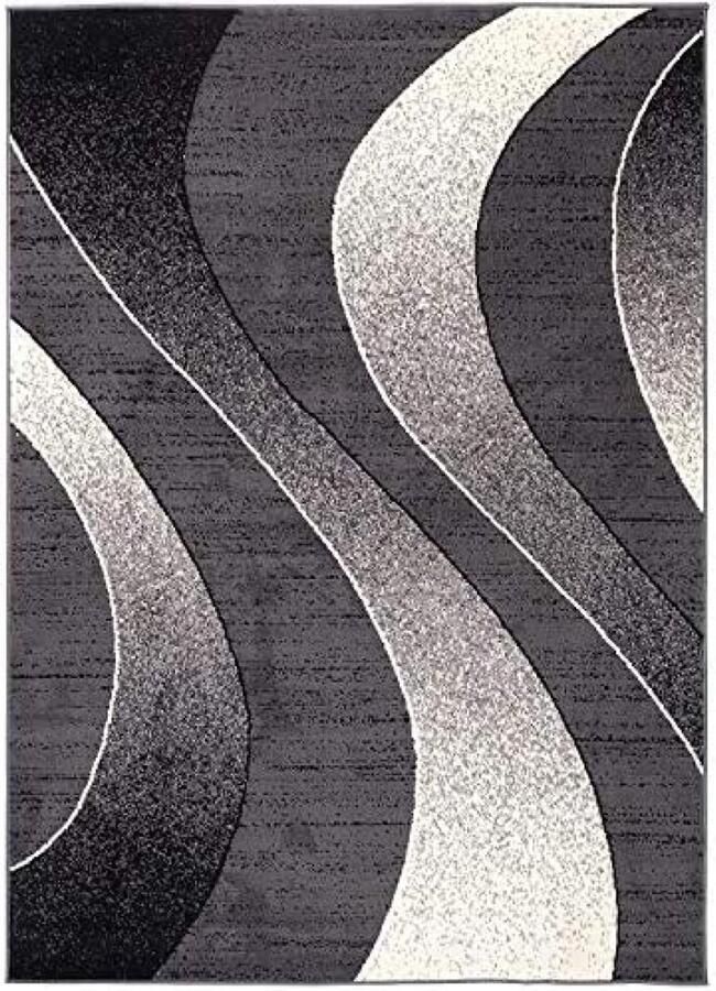 RALA Modern Vloerkleed Donkergrijs Laagpolig Tapijt voor Woonkamer en Slaapkamer OEKO-TEX Gecertificeerd Afmeting 160x230 cm Polypropyleen