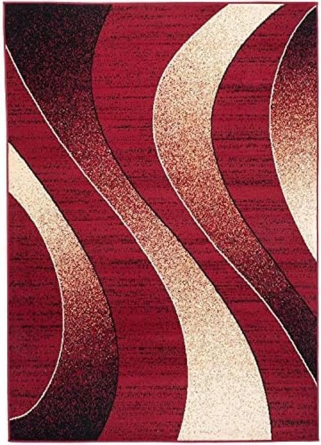 RALA Modern Vloerkleed Rood 200x300 cm Laagpolig Polypropyleen Tapijt voor Woonkamer en Slaapkamer OEKO-TEX Gecertificeerd Gemakkelijk Schoon te Maken