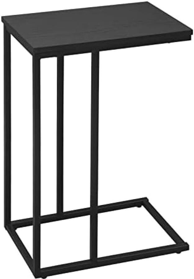 RALA Moderne bijzettafel van hout en metaal zwarte salontafel laptoptafel nachtkastje 45x25x63.5cm (BxDxH) industrieel design