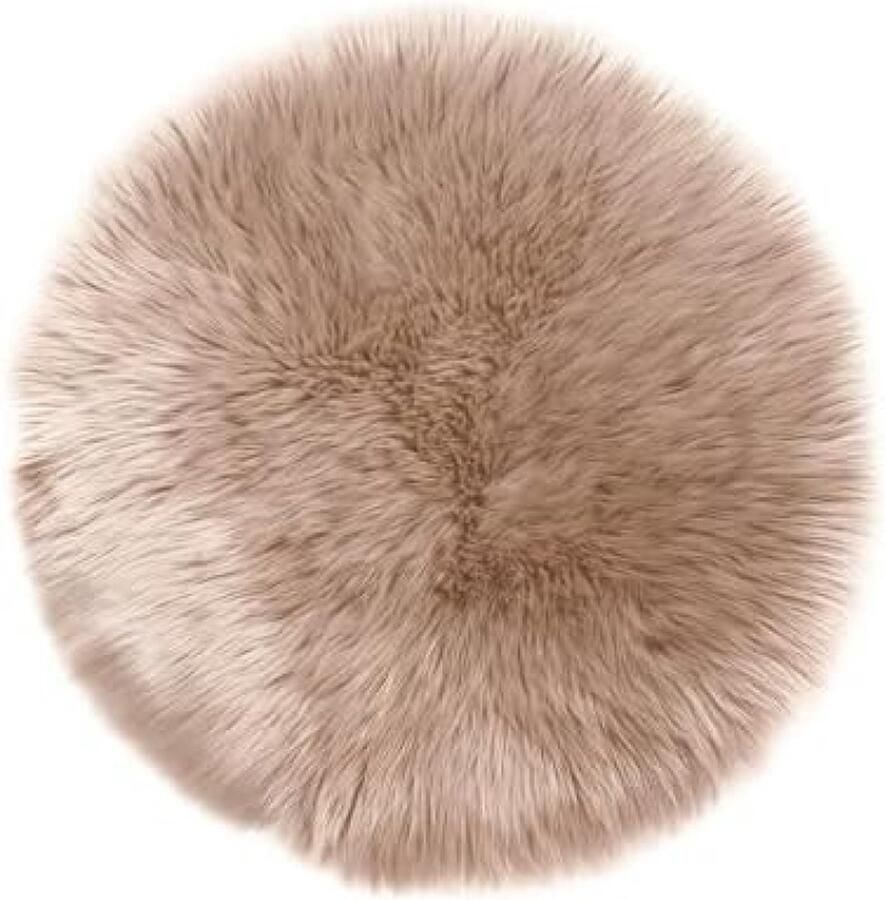 RALA Schapenvacht Imitatiebont Tapijt Beige 160 cm Rond