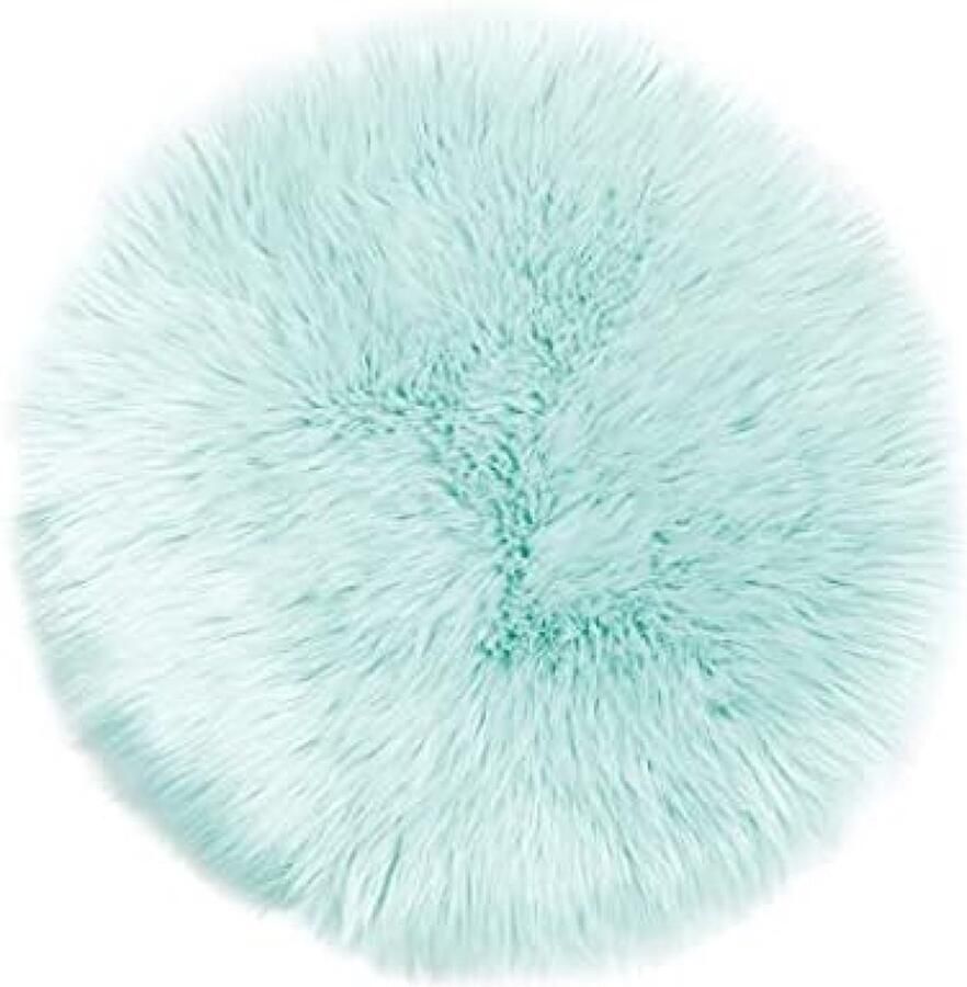 RALA Schapenvacht Tapijt Imitatiebont Lamsvacht Schapenvel Imitatievacht Kunstbont Tapijt Slaapkamer Woonkamer Muntgroen 160 cm Rond