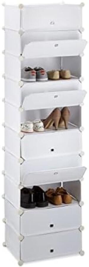 RALA Schoenenrek met 10 etages ruimtebesparend klikverbinding HxBxD ca. 176 x 49 x 37 cm geschikt voor 12 paar schoenen wit