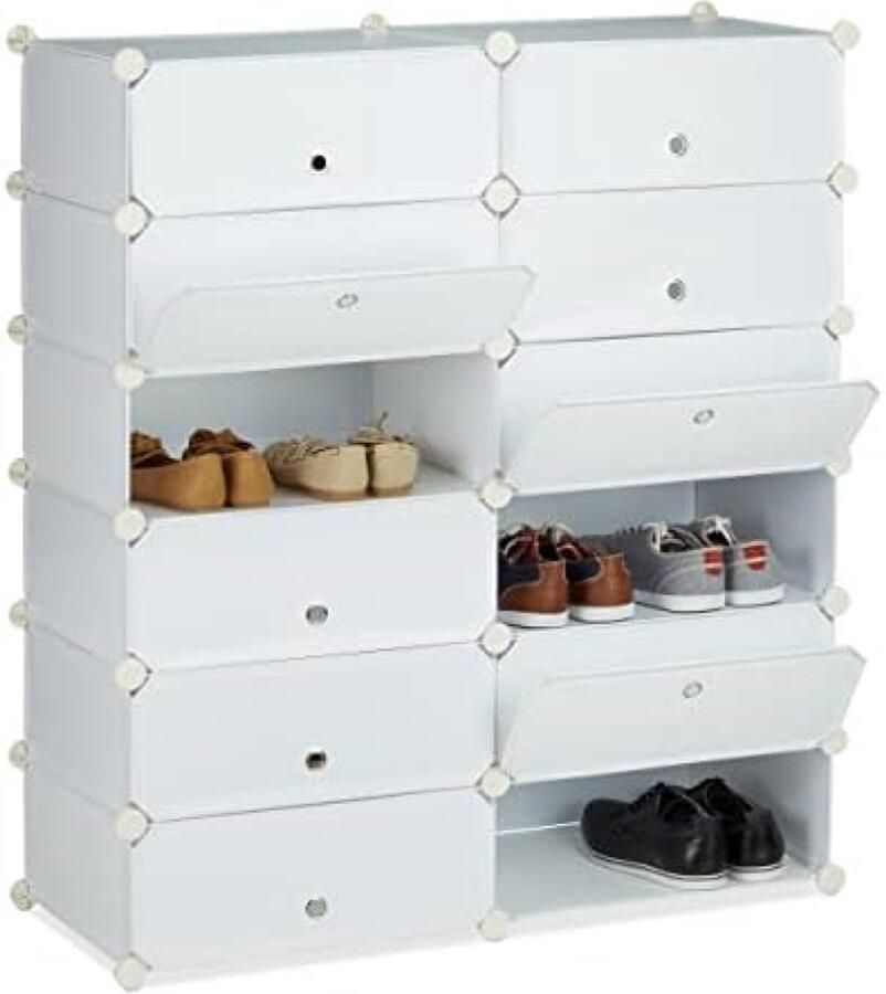 RALA Schoenenrek met 12 vakken kliksysteem ruimtebesparend wit Ideaal voor opbergen van schoenen in kleine ruimtes