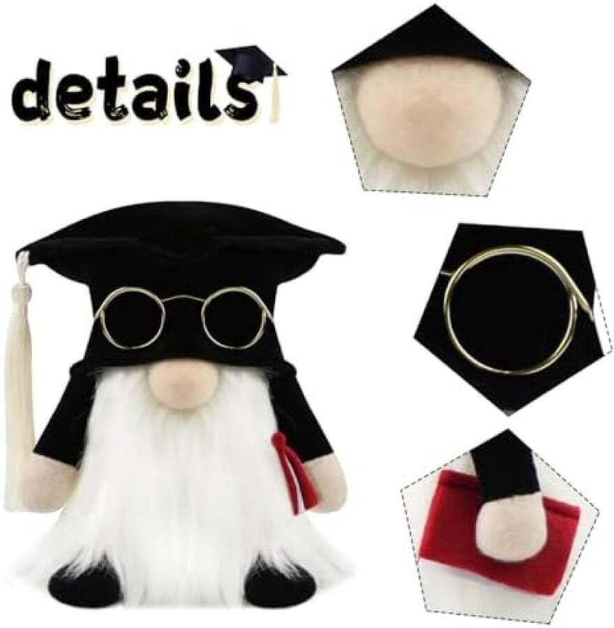 RALA Set van 2 handgemaakte afstudeerkabouters Scandinavische folklore decoratie voor huis bureau en meer