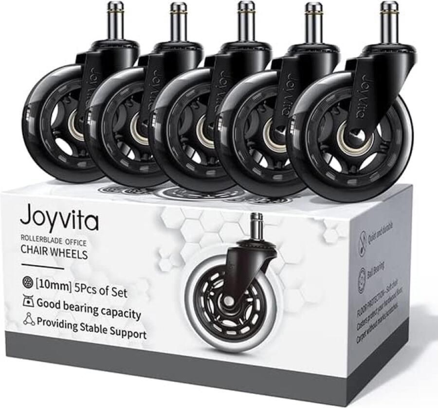 RALA Set van 5 bureaustoelwielen voor harde vloeren parket tapijt laminaat en tegels 10 x 22 mm