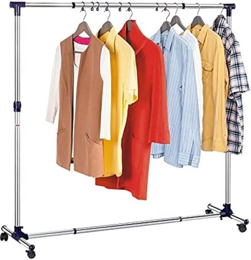 RALA Verrijdbaar Kledingrek Op Wielen Stevig Mobiel Verstelbaar Kleren Rek Op Wielen
