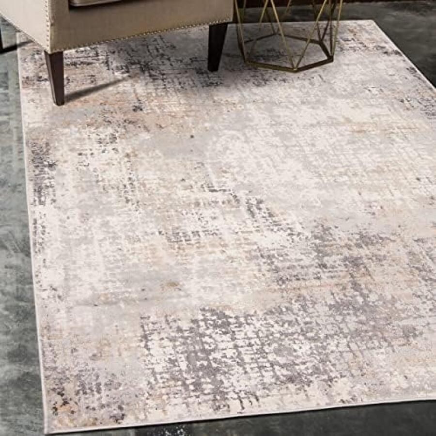 RALA Vloerkleed Abstract Vintage Tapijt Kortstondig Pooltje Tapijten Modern Tapijt Woonkamer Slaapkamer Eetkamer OEKO-TEX Carpet Rug 200x300 cm Beige Grijs 1
