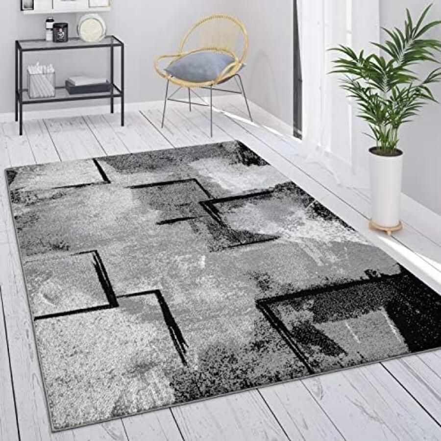 RALA Vloerkleed Grijs Woonkamer Vintage Laagpolig Geometrisch Abstract Patroon 200x290 cm Polypropyleen Geschikt voor Vloerverwarming