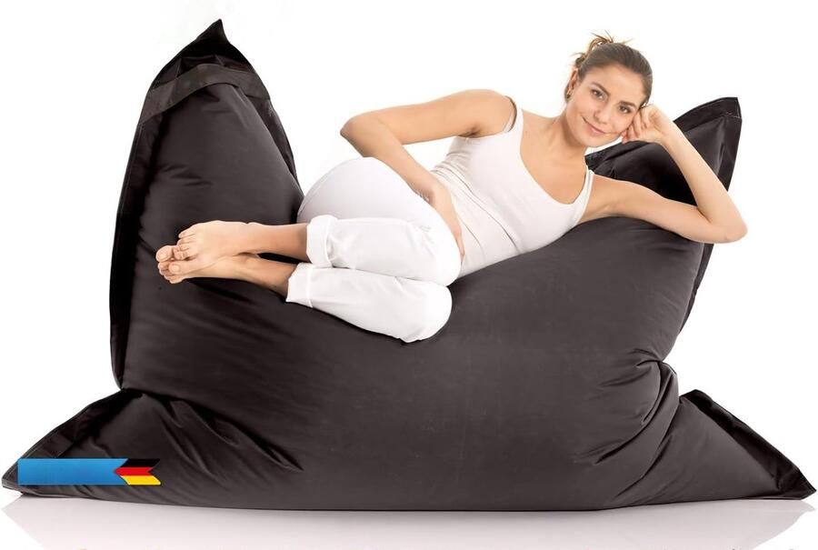 RALA XXL Binnen- en Buitenzitzak Reuze Comfortabele Fauteuil voor Kinderen en Volwassenen 180x140 cm Waterdicht Nylon Zwart