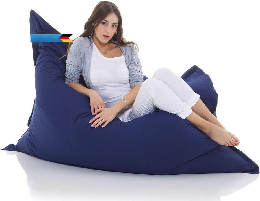 RALA XXL Zitzak 400L Grote katoenen zitzak 180x140cm Blauw Ergonomisch en comfortabel voor binnen