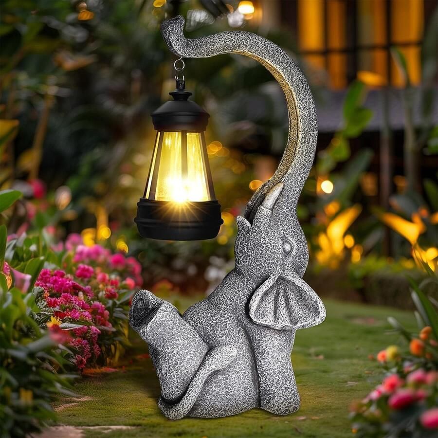 RALA Zonne-energie tuin olifant decoratief figuur LED lamp buitenverlichting terras balkon tuindecoratie cadeau voor vrouwen mama vriendin