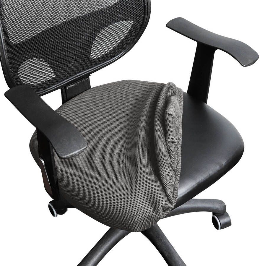 Ralfos ademende bureaustoelhoes Grijs Chair cover zitting Bureaustoelhoes bureaustoel hoes Voor zitting Stretch Kantoor en thuisgebruik Wasmachine bestendig - Foto 2