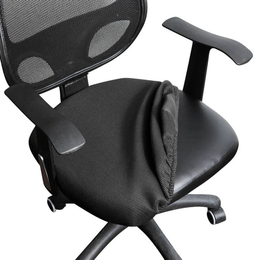 Ralfos ademende bureaustoelhoes zwart Chair cover zitting Bureaustoelhoes bureaustoel hoes Stretch Kantoor en thuisgebruik Wasmachine bestendig