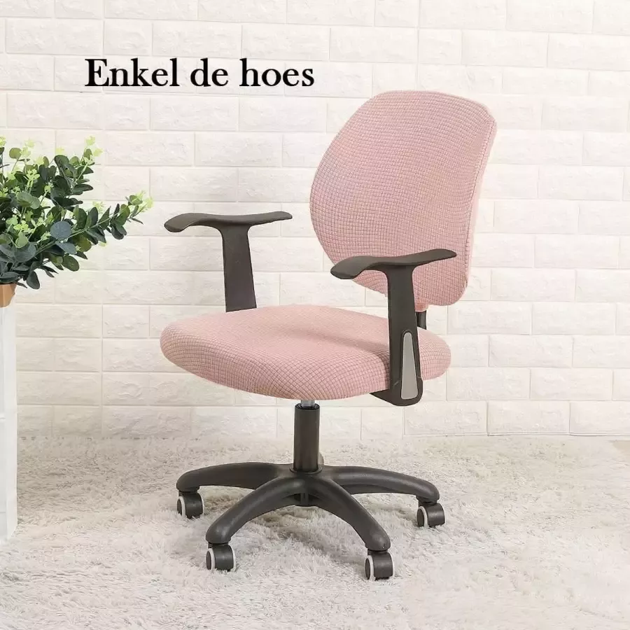 Covers by Ralfos * Bureaustoelhoes Roze bureaustoel hoes Chair cover- Pastel roze Hoes Universeel Voor rugleuning en zitting Waterafstotende stoelhoes Stretch Kantoor en thuisgebruik Wasmachine bestendig Cadeau tip
