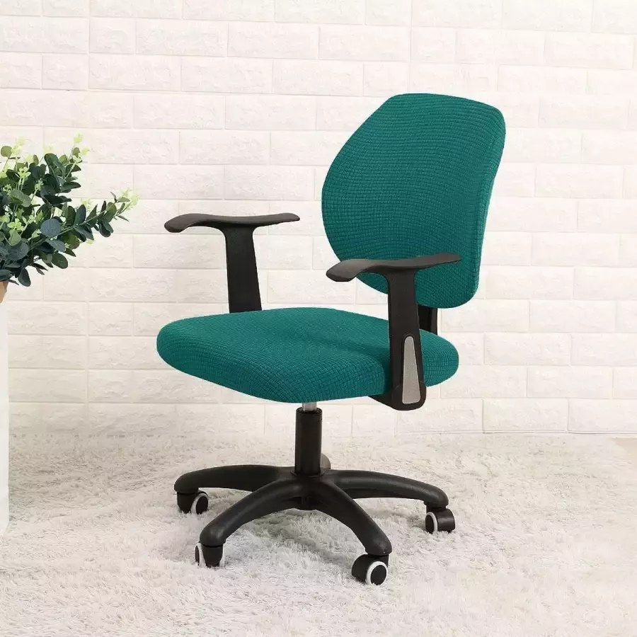 Covers by Ralfos * Bureaustoelhoes Bureaustoel hoes Chair cover Teal groen Hoes Universeel Voor rugleuning en zitting Waterafstotende stoelhoes Stretch Kantoor en thuisgebruik Wasmachine bestendig Cadeau tip