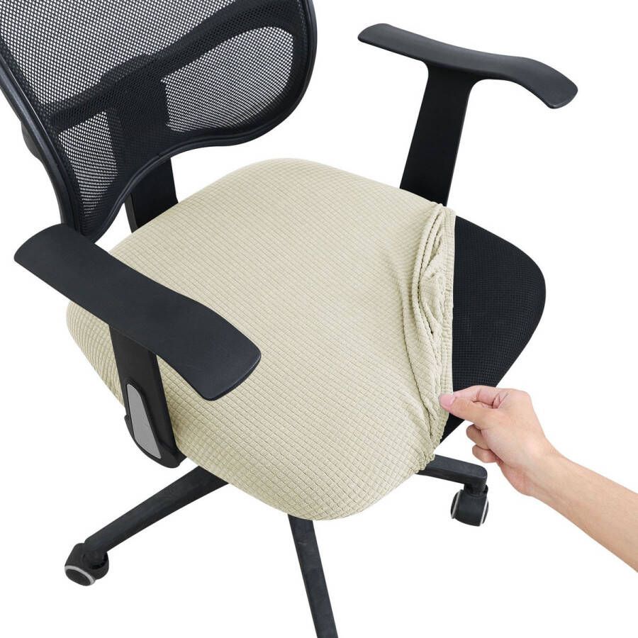 Ralfos Enkele stoelhoes onderzijde Ecru zitting Bureaustoelhoes Chair cover bureaustoel hoes Ecru Hoes Universeel Voor zitting Waterafstotende stoelhoes Stretch Kantoor en thuisgebruik Wasmachine bestendig Cadeau tip