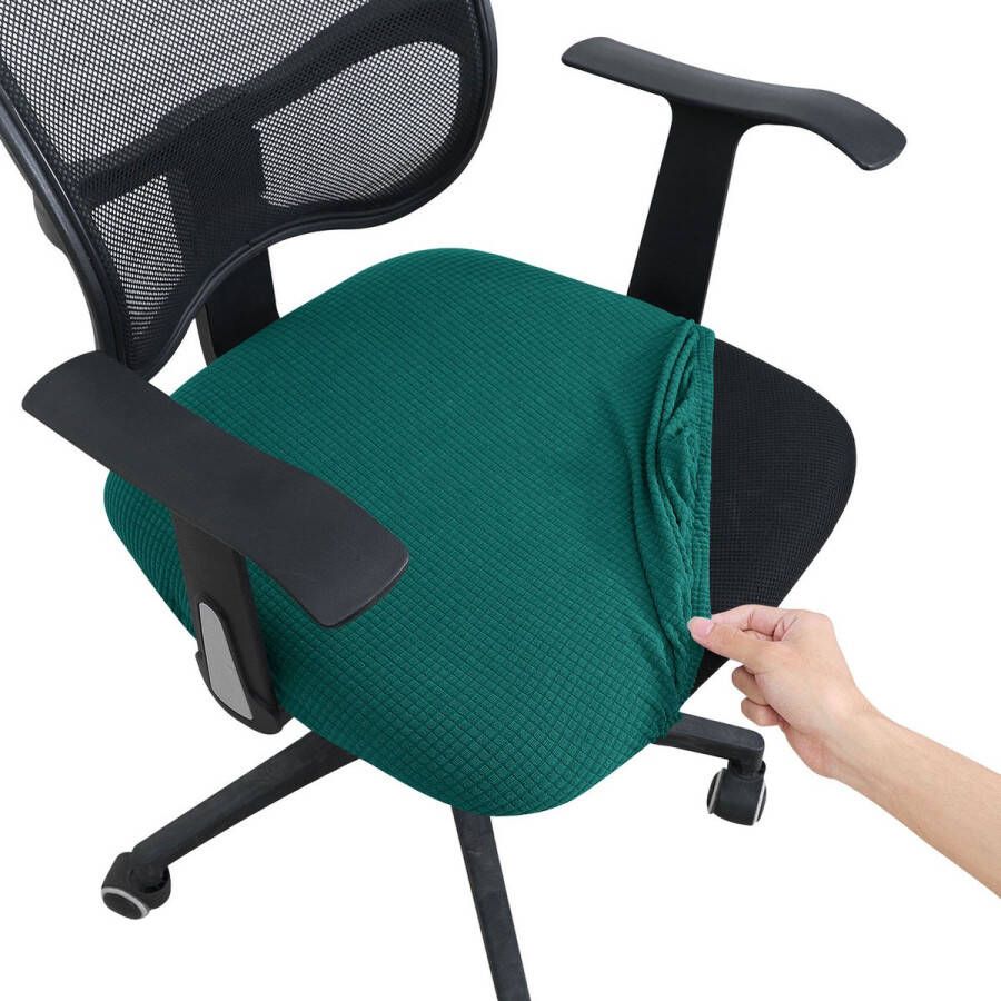 Ralfos Enkele stoelhoes onderzijde Smaragdgroen HOES Chair cover zitting Bureaustoelhoes Bureaustoel hoes Groen- Hoes Voor zitting Waterafstotende stoelhoes Stretch Kantoor en thuisgebruik Wasmachine bestendig Cadeau tip