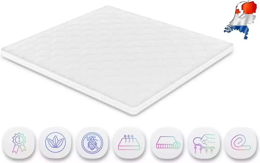 Ralph Klaassen All-Season-Topdek-Matras-Natuurlatex-Nasa-Traagschuim-Tencel-Bamboe-Topper- 130 x 210cm Dikte 12cm