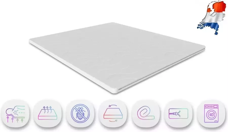 Slaapspecialist Ralph Klaassen Topper Topdek Matras Rits Alicante Nasa Traagschuim- 190 x 220cm Dikte 6cm