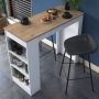 Rani Houten moderne Bartafel met rek 120x100x50 cm Keukentafel Hoge tafel Sta tafel Wit kast - Thumbnail 3